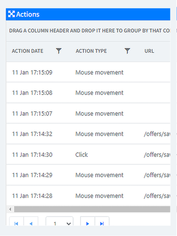 Action tracking feature image box
