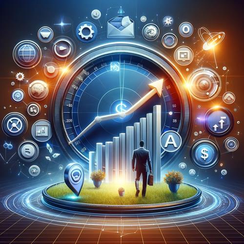 Create a professional and visually striking image for an article targeting small and medium business owners interested in digital advertising services
